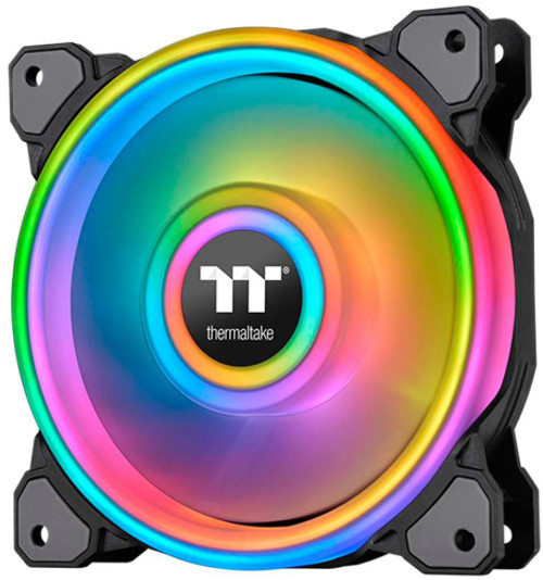 Thermaltake Riing Quad 140mm 16.8 Million RGB Color 4 Light Rings 54 Addressable LED 9 Blades Hydraulic Bearing Case Fan - Black