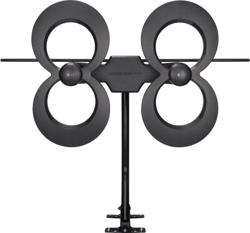 Antennas Direct - ClearStream 4MAX Complete Amplified Indoor/Outdoor HDTV Antenna with Mast, Coaxial Cable, Amplifier, and Splitter - Black