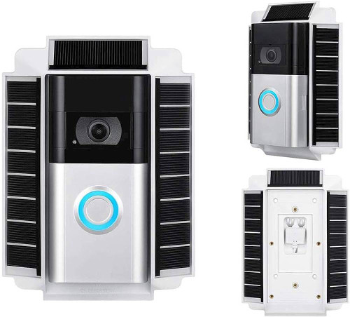 Wasserstein - Mountable Solar Kit for Ring Video Doorbell 3 and 3 Plus - White
