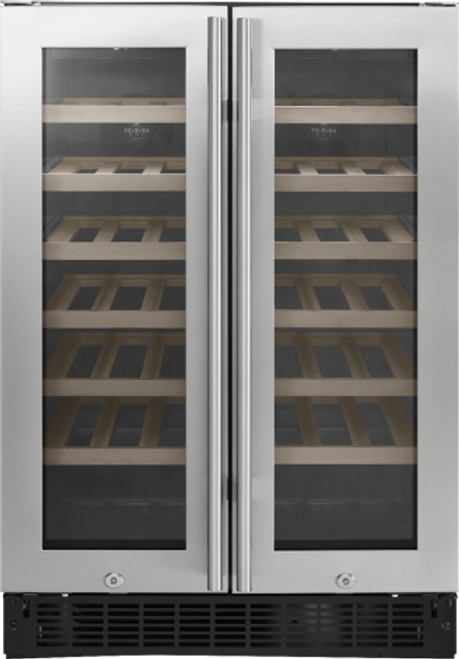 Insignia™ - 42-Bottle or 128-Can Dual Zone Wine and Beverage Cooler with Glass Doors - Stainless steel