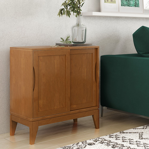 Simpli Home - Harper Low Storage Cabinet - Teak Brown