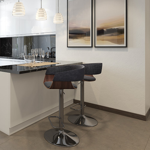 Simpli Home - Lowell Adjustable Swivel Bar Stool - Charcoal Grey