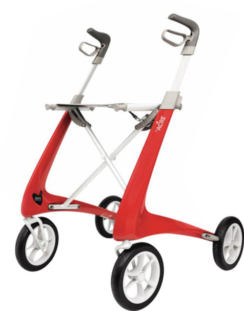 byACRE Carbon Ultralight Compact Rollator, 16.1" Seat Width, Red Frame, Supports up to 285lbs - Red
