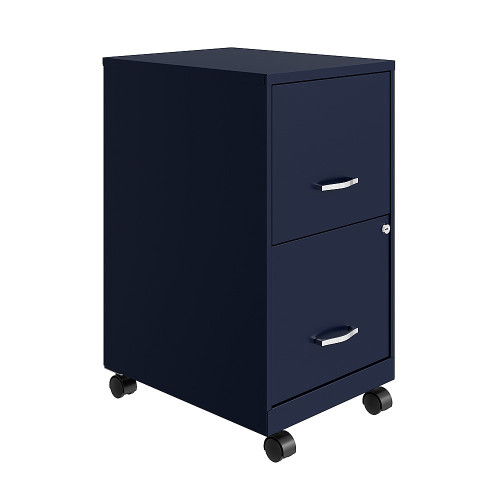 Space Solutions 18" 2 Drawer Mobile Smart Vertical File Cabinet, Navy - Navy