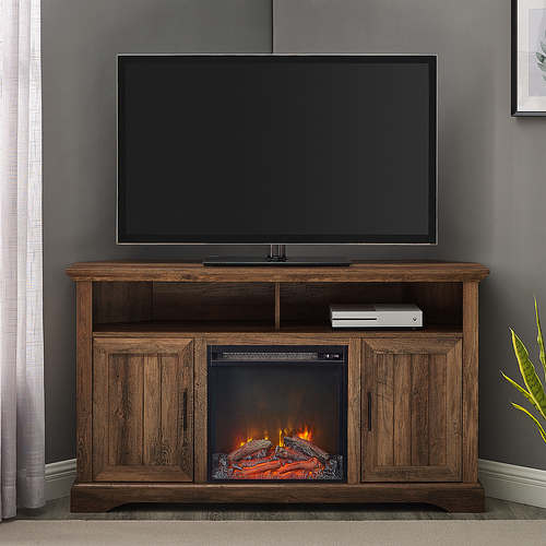 Walker Edison - 54” Classic Fireplace TV Stand for TVs up to 60” - Reclaimed Barnwood