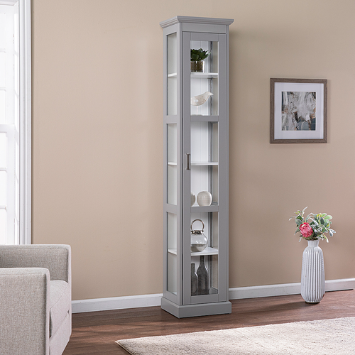 Southern Enterprises - SEI Balterley Tall Curio w/ Glass Door - Gray - Cool gray and white finish