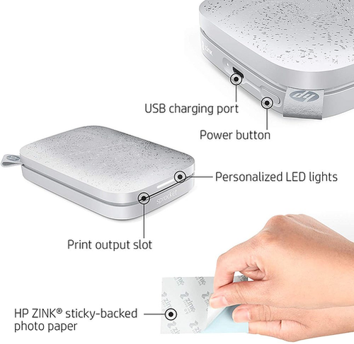 HP Sprocket 2x3" Instant Photo Printer -Luna Pearl - White