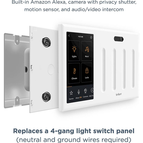 Brilliant Home Technology - Wi-Fi Smart 4-Switch Control Panel with Amazon Alexa - White