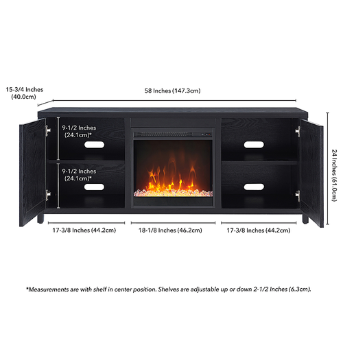 Camden&Wells - Granger 58" TV Stand with Crystal Fireplace - Blackened Bronze