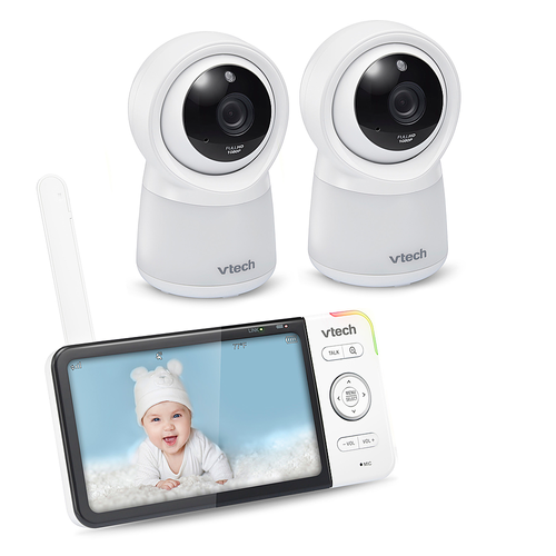 VTech - 2 Camera 5” Smart Wi-Fi 1080p Video Monitor - White