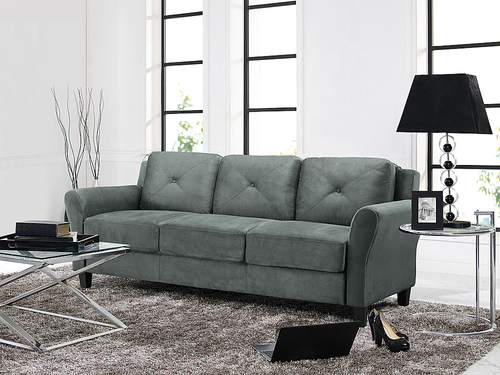 Lifestyle Solutions - Hamburg Rolled Arm Sofa in Grey - Dark Grey