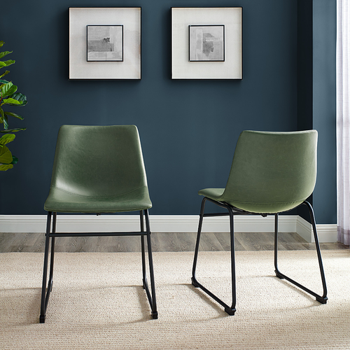 Walker Edison - 26” Contemporary Faux Leather Counter Stools - Green