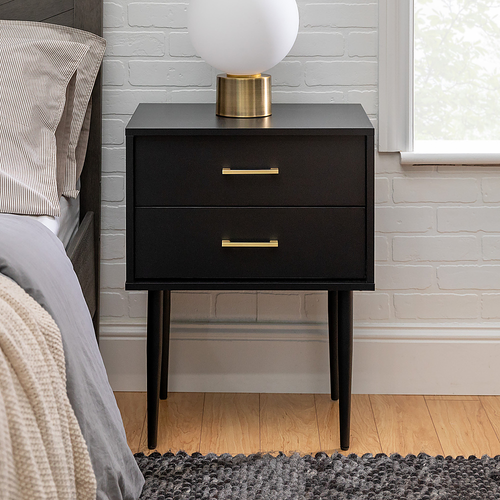 Walker Edison - 2-Piece Mid-Century 2-Drawer Side Table Set - Black