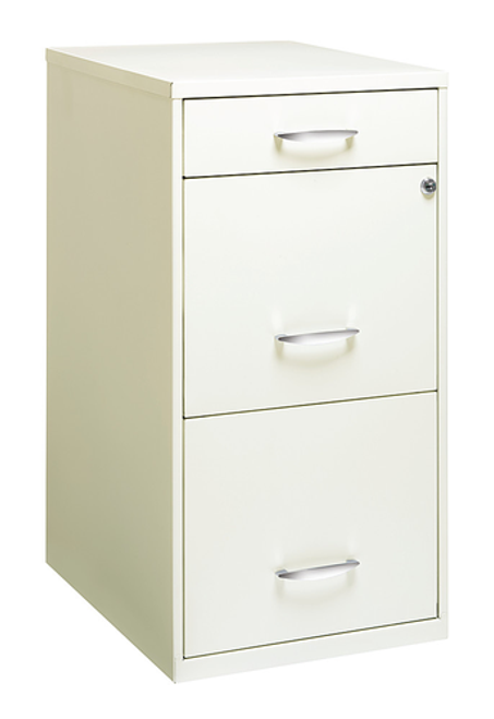 Hirsh - 18in. Deep 3 Drawer Metal Organizer File Cabinet with Pencil Drawer Pearl White - Pearl White