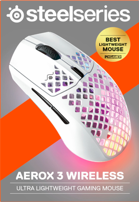 SteelSeries - Aerox 3 2022 Edition Wireless Optical Gaming Mouse with Ultra Lightweight Design - Snow