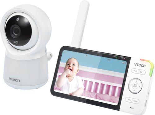 VTech - Smart Wi-Fi Video Baby Monitor w/ 5” HC Display and 1080p HD Camera, Built-in night light, RM5754HD (White) - White