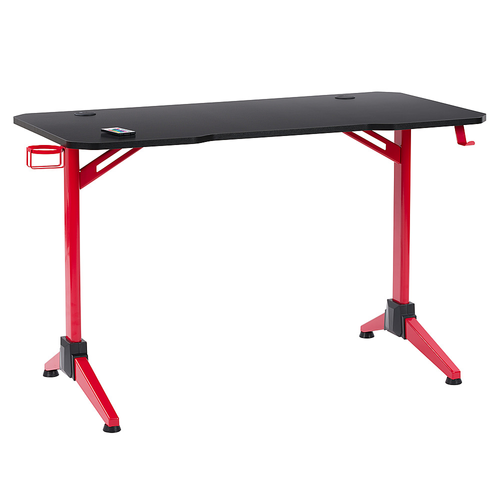 CorLiving Conqueror Black and Red Gaming Desk with LED Lights - Red and Black