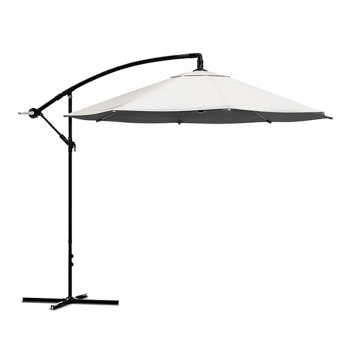 Nature Spring - Offset Patio Umbrella – 10 Ft Cantilever Hanging Outdoor Shade - Easy Crank and Base for Table, Deck, Porch (Tan) - Tan