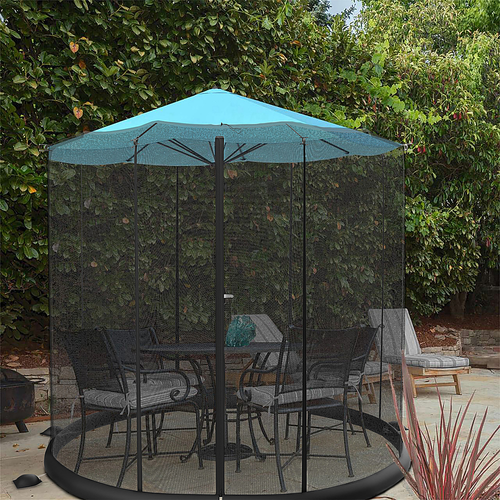 Nature Spring - Patio Umbrella Mosquito Net-Bug Screen for 10-11’ Patio Table Umbrellas & Furniture-Zippered Mesh Enclosure Cover - Black