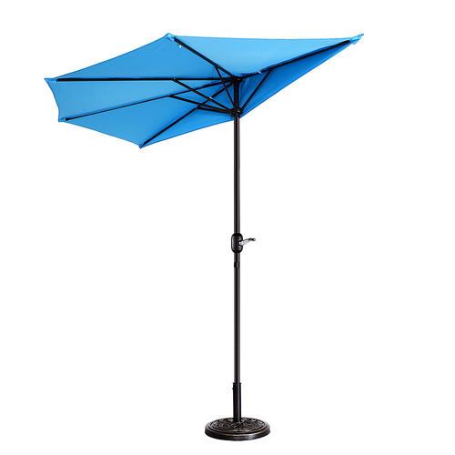 9' Outdoor Patio Half Umbrella with 5 Ribs, Fade Resistant Condo or Townhouse Umbrella by Nature Spring (Blue) - Blue