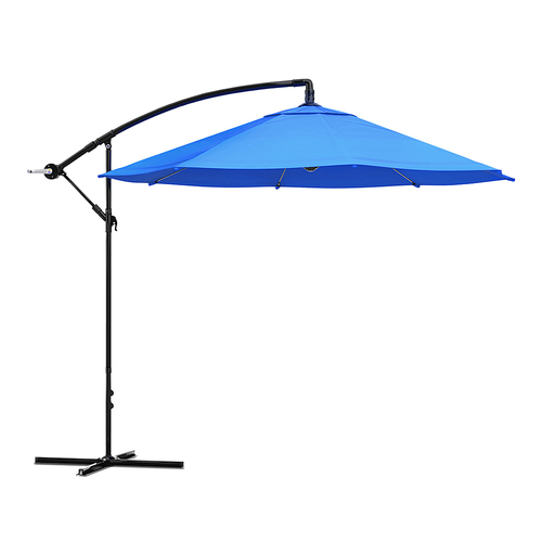 Nature Spring - Offset Patio Umbrella – 10Ft Cantilever Hanging Outdoor Shade - Easy Crank and Base for Table, Deck, Porch (Blue) - Brilliant Blue
