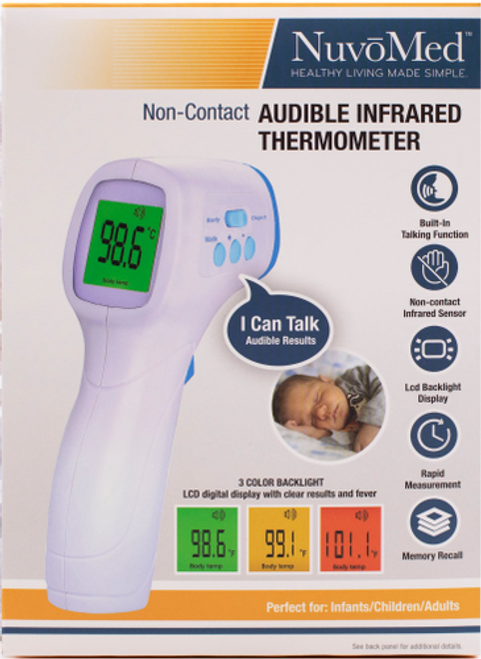 NuvoMed - Audible Non-Contact Infrared Thermometer - White