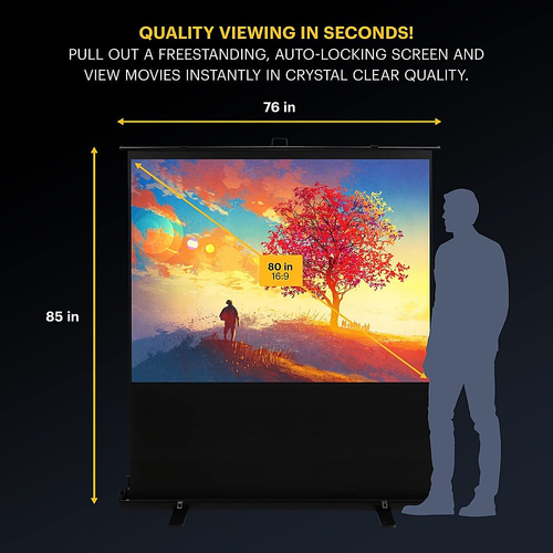 Kodak - 80" Portable Indoor/Outdoor Projector Screen with Built-in Stand - Black/White