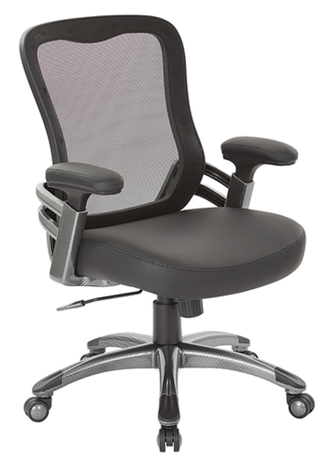 OSP Home Furnishings - Mesh Back Manager’s Chair with Faux Leather - Black