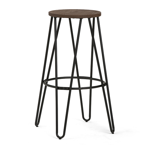 Simpli Home - Simeon 30 inch Metal Bar Stool with Wood Seat - Cocoa Brown / Black