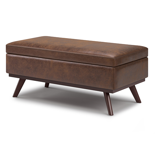 Simpli Home - Owen Lift Top Large Coffee Table Storage Ottoman - Distressed Chestnut Brown