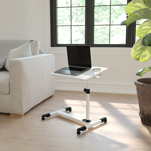 Flash Furniture - Adjustable Height Steel Mobile Computer Desk - White