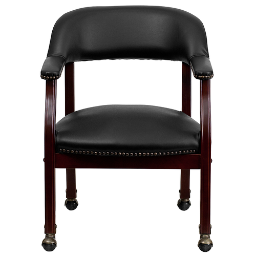 Flash Furniture - Luxurious Conference Chair with Accent Nail Trim and Casters - Black Vinyl