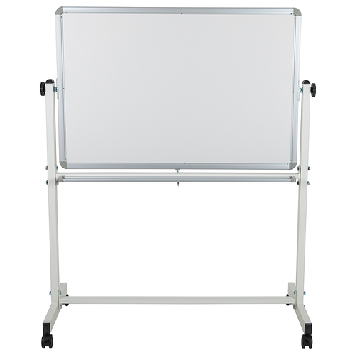 Flash Furniture - HERCULES Series 45.25"W x 54.75"H Double-Sided Mobile White Board with Pen Tray - White