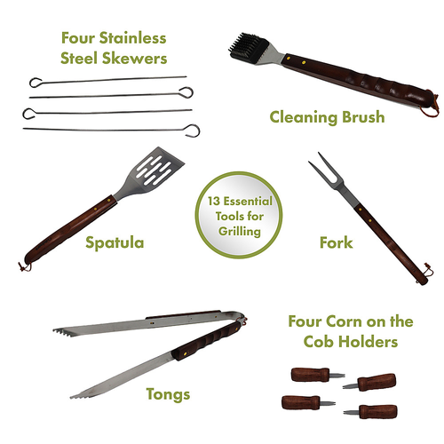 Cuisinart - Wooden Handle Tool Set (13-Piece) - Brown & Stainless Steel