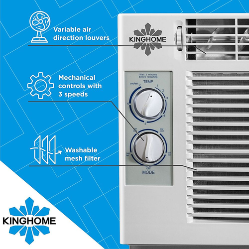 KingHome - 5,000 BTU Window Air Conditioner with Mechanical Controls - White