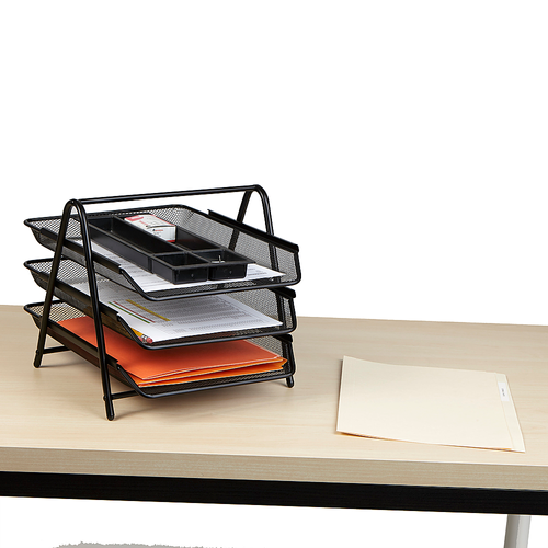 Mind Reader - Desk Organizer with 3 sliding - Black