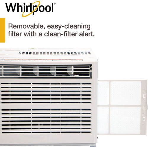 Whirlpool - Energy Star 8,000 BTU Window-Mounted Air Conditioner with Remote | AC for Rooms up to 350 Sq.Ft. | Eco, Sleep Mode - White