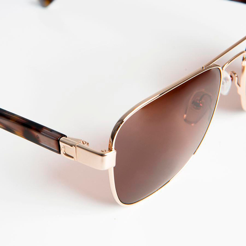 Bruno Magli - Sole-Unisex Full Rim Metal Aviator Sunglass Frame with Acetate Temples and a Spring Hinge - Gold