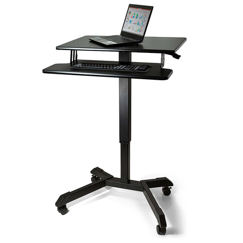 Victor - Mobile Adjustable Standing Desk with Keyboard Tray - Black