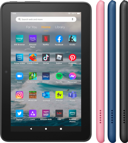 Amazon - Fire 7 tablet, 7” display, 16 GB, latest model (2022 release) - Denim