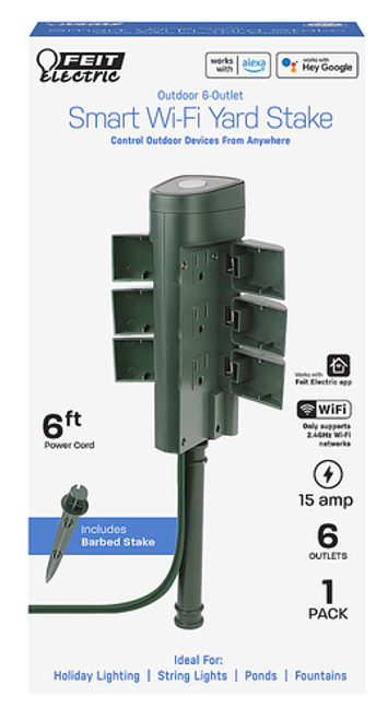 FEIT ELECTRIC - 6 Outlet Stake Wet Wi-Fi - 1 Pack - Green