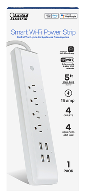FEIT ELECTRIC - 4 Outlet Surge with 4 USB Wi-Fi - White