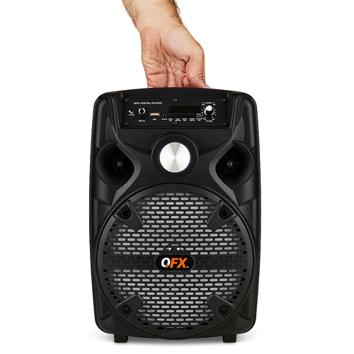 QFX - 8" BT Recharge Speaker with Microphone & Stand - Black