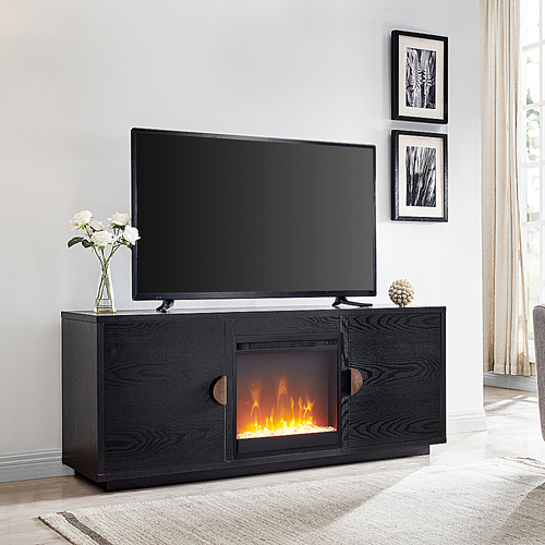 Camden&Wells - Dakota Crystal Fireplace TV Stand for TVs up to 65" - Black