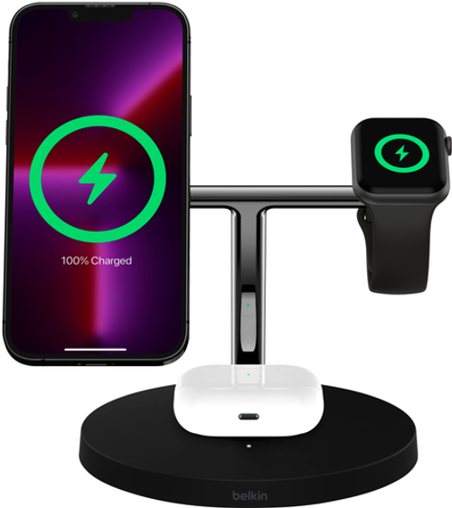 Belkin BOOST↑CHARGE PRO 3-in-1 Wireless Charging Stand with MagSafe - Black