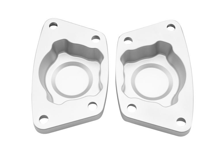 EMPI X FOOSE Billet Spring Plate Cap: Satin Silver Finish Pair