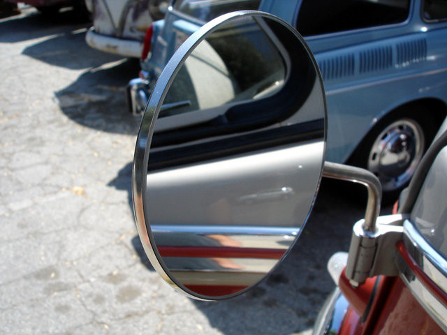 Pair Curved Arm Peep Side Door Mirrors - Stainless Steel For Hot Rod Rat Rod