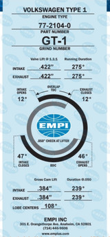 EMPI Deluxe GT-1 Camshaft Kit
