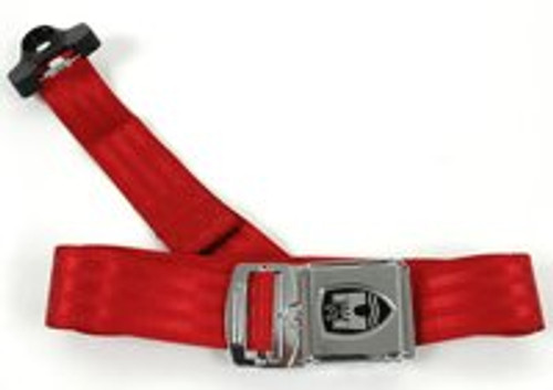 3-Point Seat Belt with Chrome Buckle - Red