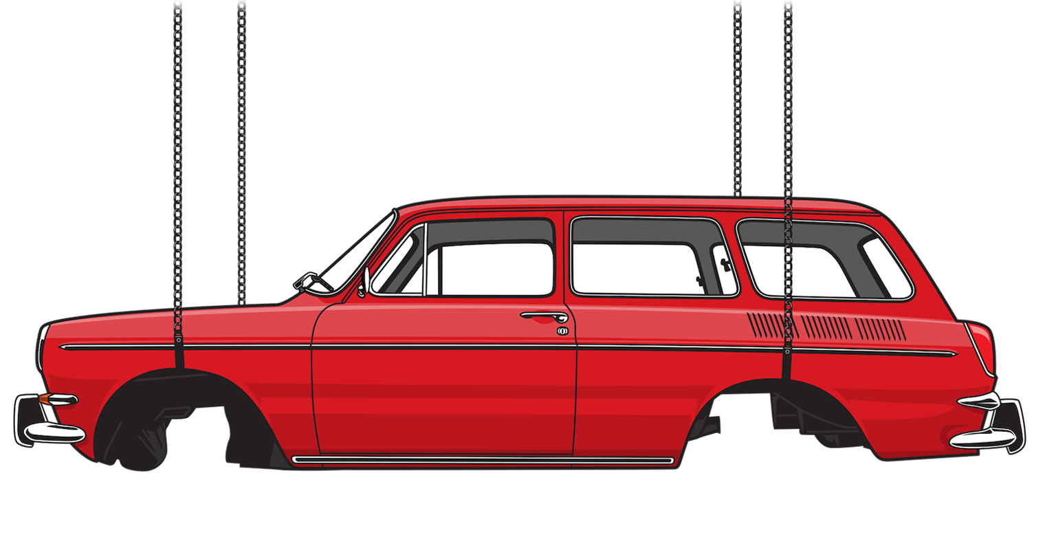VW Squareback body on chains